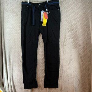 Iron Co Mens 34x32 Work Pants Black Slim Straight Stretch with Belt New